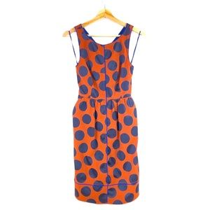 Anthropologie, Maeve - Rokin Polka Dot Orange Blue Dress